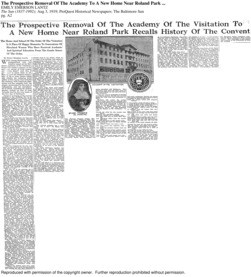 Prospective Removal of the Academy to a New Home near Roland Park, The