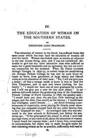 Education of Woman in the Southern States, The