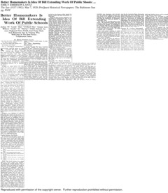 Better homemakers is idea of bill extending work of public schools