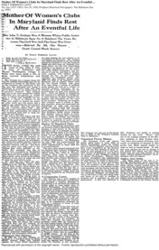 Mother of women's clubs in maryland finds rest after an eventful life