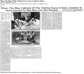 Where the blue of the visiting nurse is seen, comfort is being carried to the sick and the helpless