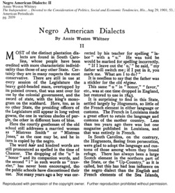 Negro American Dialects, Part II