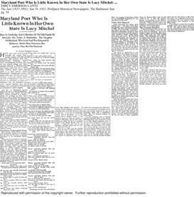 Maryland poet who is little known in her own state is Lucy Mitchell