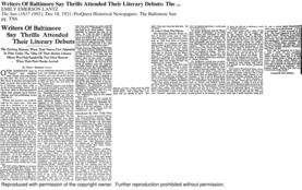 Writers of Baltimore say Thrills Attended Their Literary Debuts