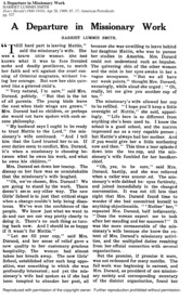 Departure in Missionary Work, A